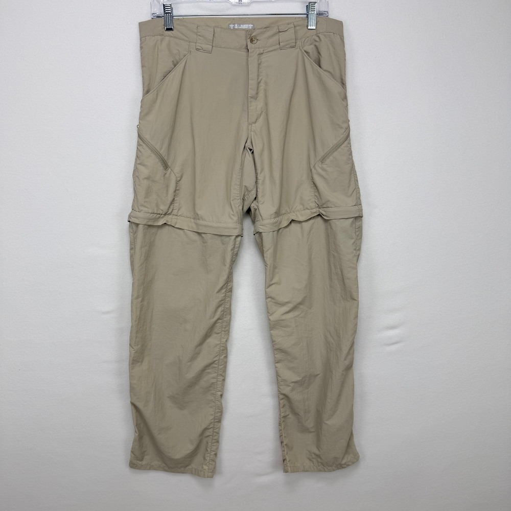 Columbia Convertible Cargo Pants Men S Beige Gorpcore Hiking Outdoor Utility